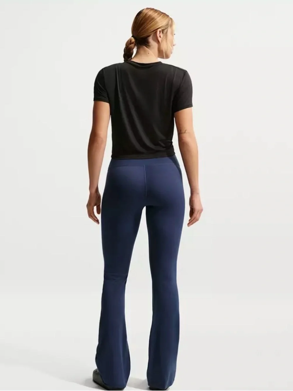 Nike NEW Size L One High-Waisted Flared Leggings Color Midnight Navy MSRP $75